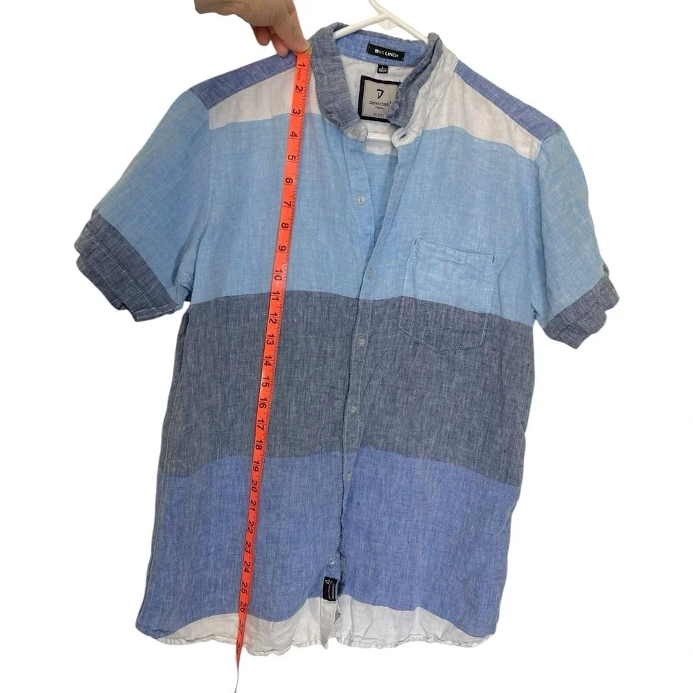 7 Diamonds Men's Blue Stripe Casual Button-Down Shirt 👕 - Picture 2 of 7